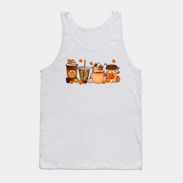 Fall Coffee Pumpkin Spice Latte Drinks Autumn Thanksgiving Tank Top by Sky at night